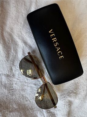 Vintage Versace Gold Aviator Sunglasses with Case